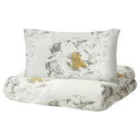 MATTFIBBLA Duvet cover and 2 pillowcases, white yellow/flower, 240x220/50x80 cm - best price from Maltashopper.com 30492647