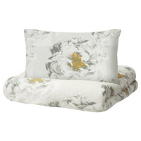 MATTFIBBLA Duvet cover and pillowcase, white yellow/flower, 150x200/50x80 cm - best price from Maltashopper.com 70492650