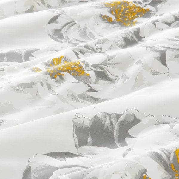 MATTFIBBLA Duvet cover and pillowcase, white yellow/flower, 150x200/50x80 cm - best price from Maltashopper.com 70492650