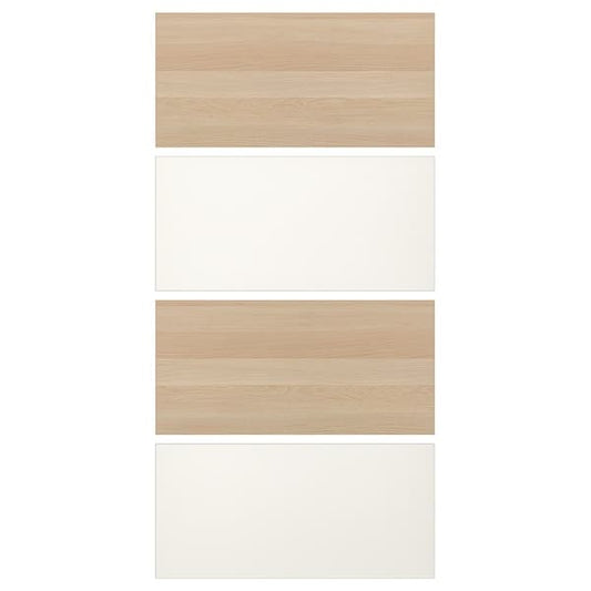 Ikea MEHAMN - 4 panels for sliding door frame, white stained oak effect/white, 100x201 cm