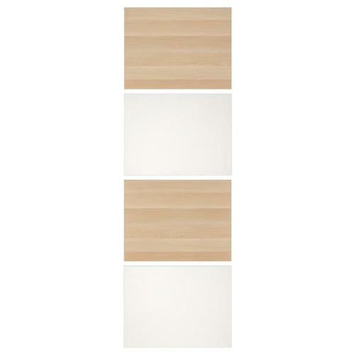 MEHAMN - 4 panels for sliding door frame, white stained oak effect/white, 75x236 cm
