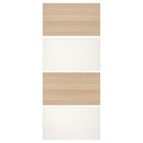 MEHAMN 4 panels for sliding door frame, white stained oak effect/white, 100x236 cm