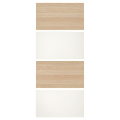 MEHAMN - 4 panels for sliding door frame, white stained oak effect/white, 100x236 cm