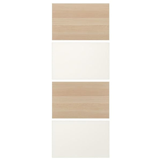 Ikea MEHAMN - 4 panels for sliding door frame, white stained oak effect/white, 75x201 cm