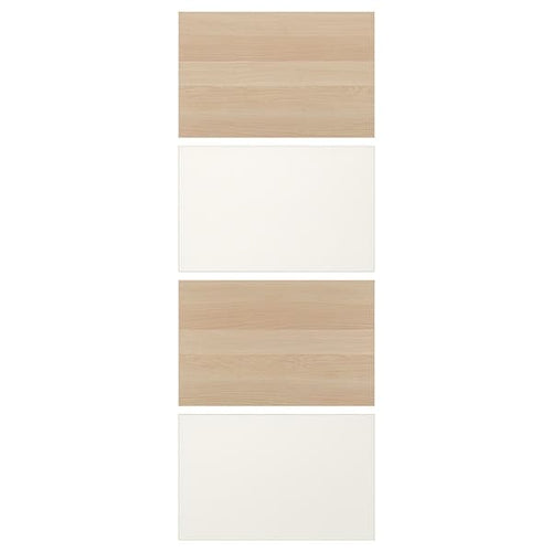 MEHAMN - 4 panels for sliding door frame, white stained oak effect/white, 75x201 cm
