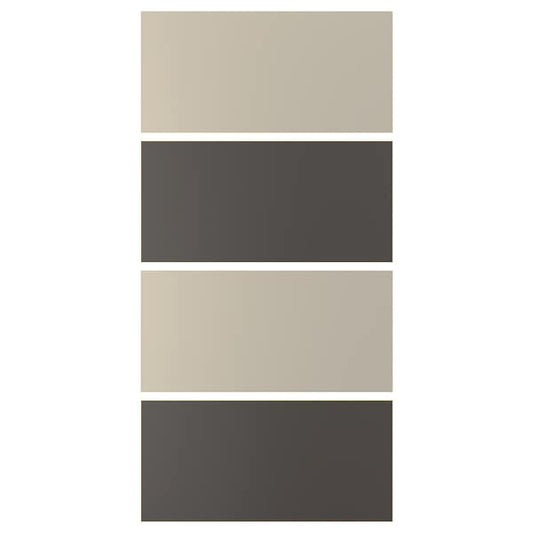 Ikea MEHAMN - 4 panels for sliding door frame, dark grey/grey-beige, 100x201 cm