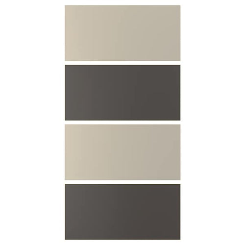MEHAMN - 4 panels for sliding door frame, dark grey/grey-beige, 100x201 cm
