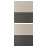 MEHAMN 4 panels for sliding door frame, dark grey/grey-beige, 100x236 cm