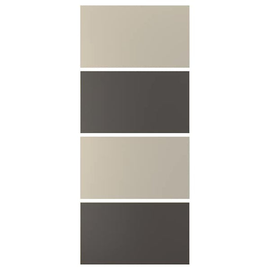Ikea MEHAMN - 4 panels for sliding door frame, dark grey/grey-beige, 100x236 cm