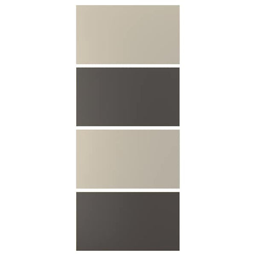 MEHAMN - 4 panels for sliding door frame, dark grey/grey-beige, 100x236 cm
