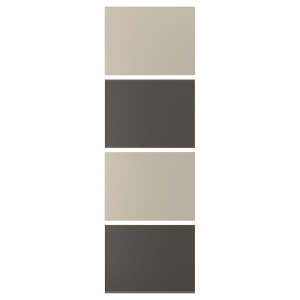 Ikea MEHAMN - 4 panels for sliding door frame, dark grey/grey-beige, 75x236 cm