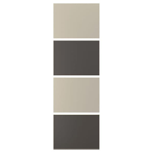 MEHAMN - 4 panels for sliding door frame, dark grey/grey-beige, 75x236 cm