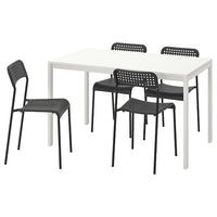 MELLTORP / ADDE - Table and 4 chairs, white/black, 125 cm - best price from Maltashopper.com 79161486
