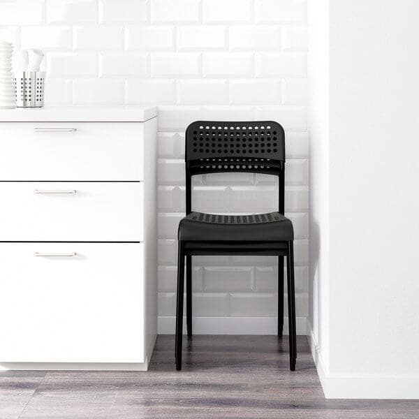 MELLTORP / ADDE - Table and 4 chairs, white/black, 125 cm - best price from Maltashopper.com 79161486