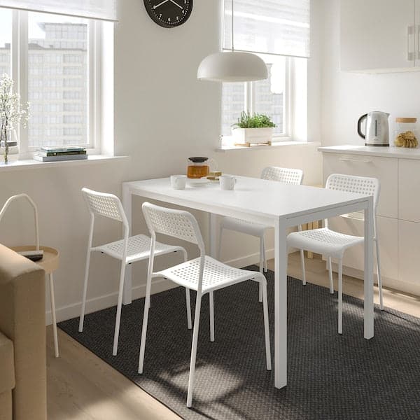 MELLTORP / ADDE - Table and 4 chairs, white, 125 cm - best price from Maltashopper.com 99014376