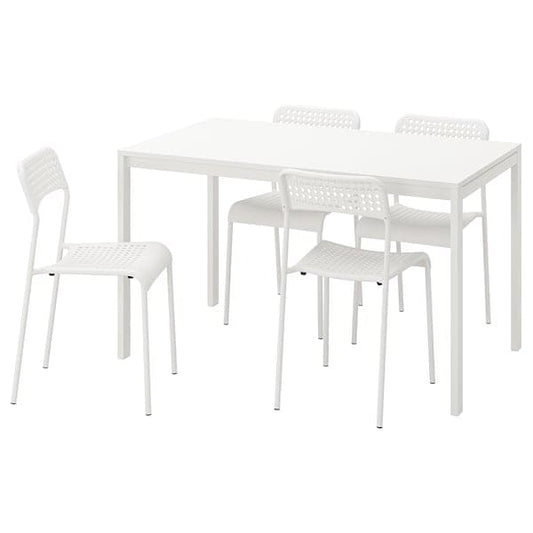 Ikea MELLTORP / ADDE - Table and 4 chairs, white, 125 cm