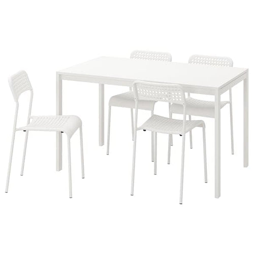 MELLTORP / ADDE - Table and 4 chairs, white, 125 cm