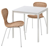 MELLTORP / ÄLVSTA - Table and 2 chairs, white white/rattan white, 75x75 cm - best price from Maltashopper.com 19490763