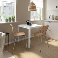 MELLTORP / ÄLVSTA - Table and 2 chairs, white white/rattan chrome-plated, 75x75 cm - best price from Maltashopper.com 69490765
