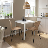 MELLTORP / ÄLVSTA - Table and 2 chairs, white white/rattan black, 75x75 cm - best price from Maltashopper.com 99490764
