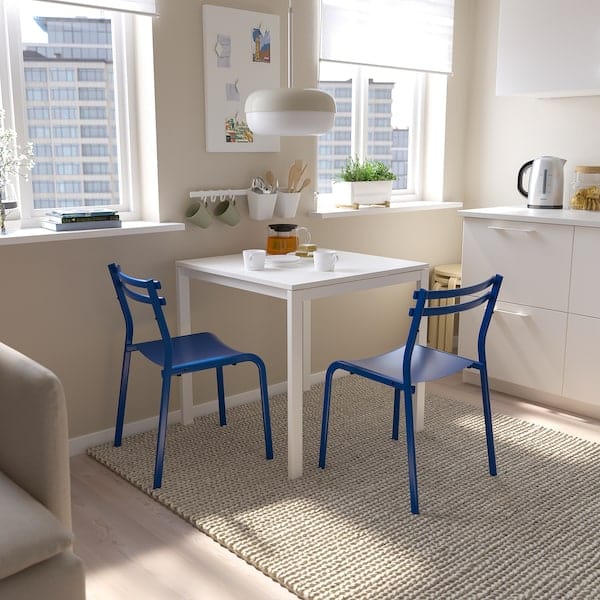 Ikea MELLTORP / GENESÖN - Table and 2 chairs, white white/metal blue, 75 cm