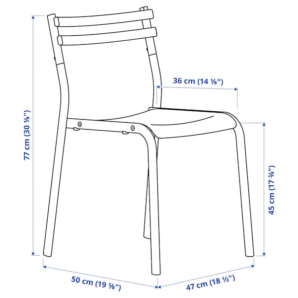 Ikea MELLTORP / GENESÖN - Table and 4 chairs, white white/metal blue, 125 cm