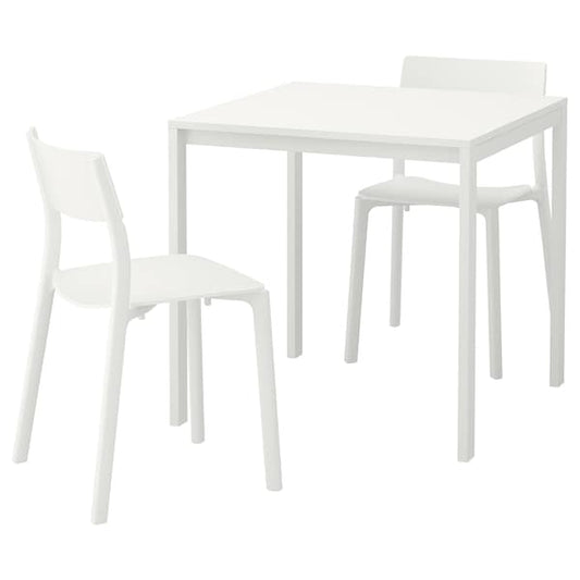 Ikea MELLTORP / JANINGE - Table and 2 chairs, white/white, 75 cm