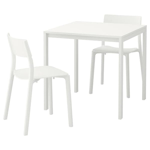 MELLTORP / JANINGE - Table and 2 chairs, white/white, 75 cm