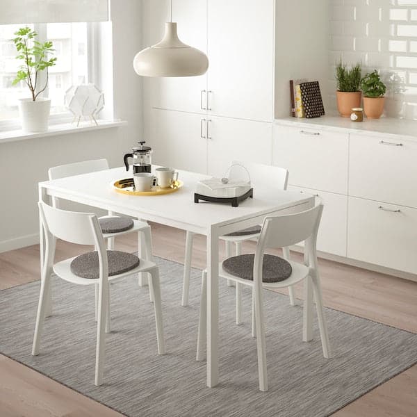 Ikea MELLTORP / JANINGE - Table and 4 chairs, white/white, 125 cm