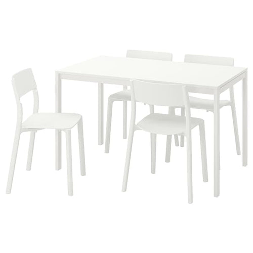 MELLTORP / JANINGE - Table and 4 chairs, white/white, 125 cm