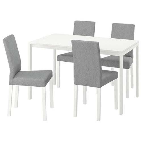 MELLTORP / KÄTTIL Table and 4 chairs - white/Knisa light grey 125 cm , 125 cm