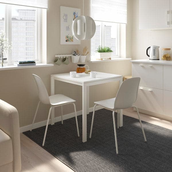 Ikea MELLTORP / LIDÅS - Table and 2 chairs, white white/white white, 75x75 cm