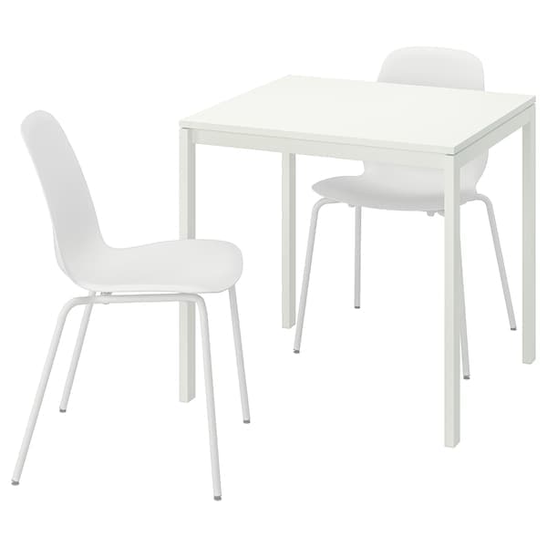 Ikea MELLTORP / LIDÅS - Table and 2 chairs, white white/white white, 75x75 cm