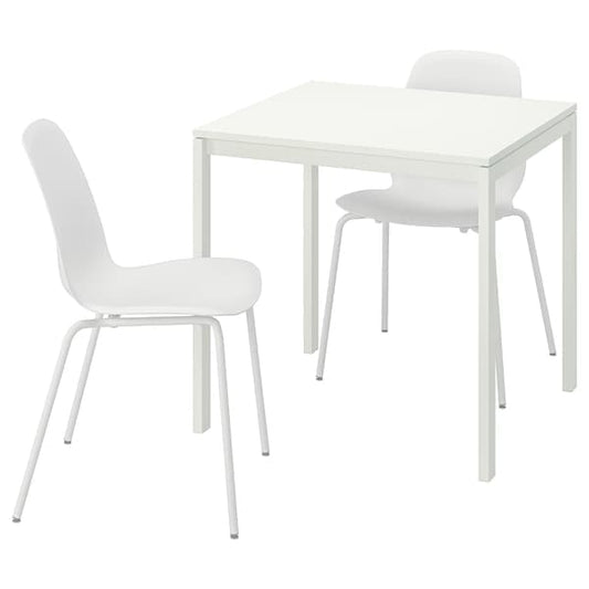 Ikea MELLTORP / LIDÅS - Table and 2 chairs, white white/white white, 75x75 cm
