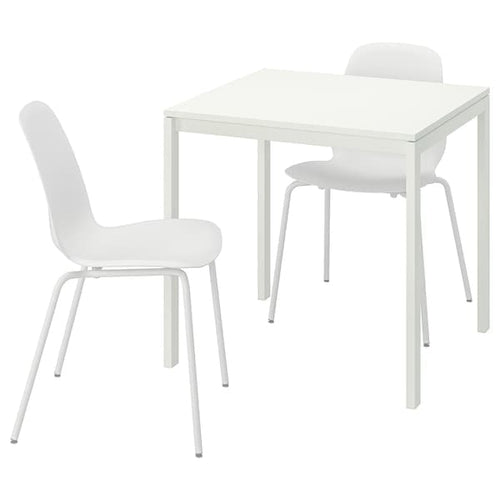 MELLTORP / LIDÅS - Table and 2 chairs, white white/white white, 75x75 cm