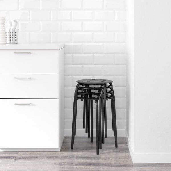 Ikea MELLTORP / MARIUS - Table and 2 stools, white/black, 75 cm