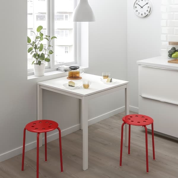 MELLTORP / MARIUS - Table and 2 stools, white/red, 75 cm
