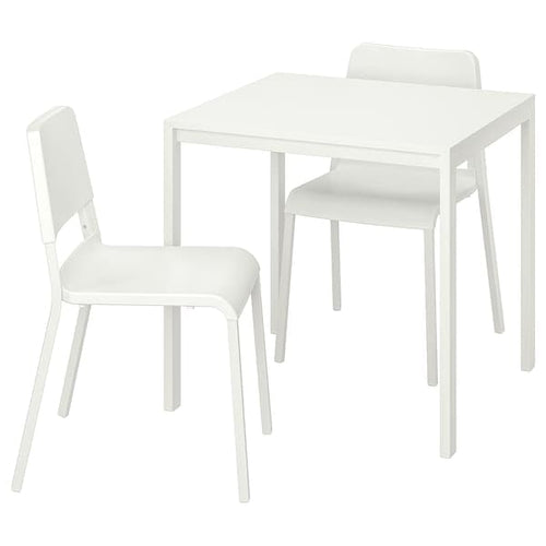MELLTORP / TEODORES - Table and 2 chairs, white/white, 75x75 cm