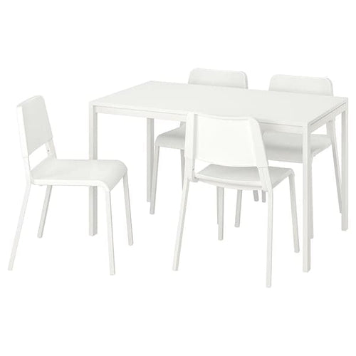 MELLTORP / TEODORES - Table and 4 chairs, white, 125 cm