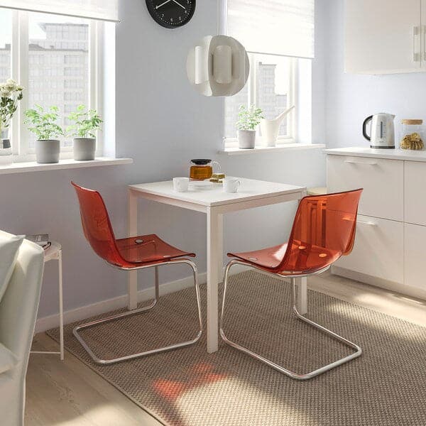 MELLTORP / TOBIAS - Table and 2 chairs, white white/chrome-plated brown/red