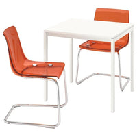 MELLTORP / TOBIAS - Table and 2 chairs, white white/chrome-plated brown/red, 75x75 cm - best price from Maltashopper.com 69499271