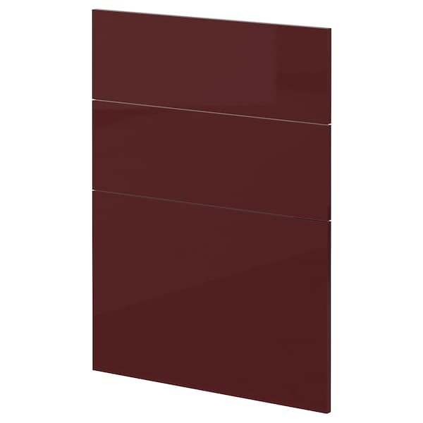 METOD - 3 fronts for dishwasher, Kallarp high-gloss/dark red-brown , 60 cm - best price from Maltashopper.com 49449871