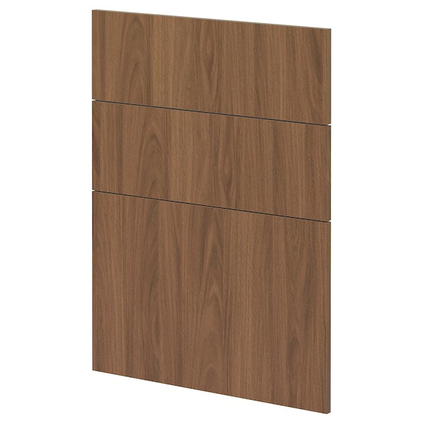 METOD - 3 fronts for dishwasher, Tistorp brown walnut effect, 60 cm