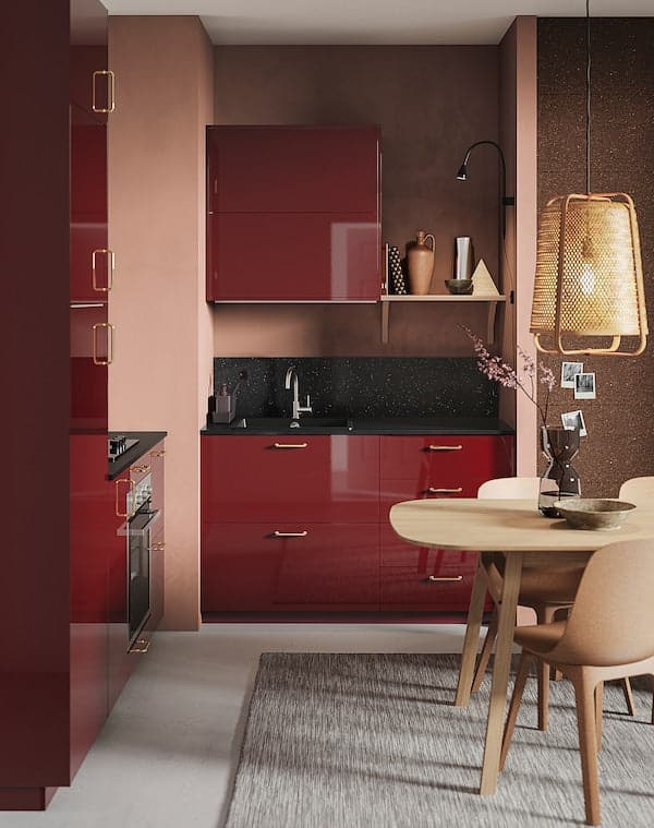 METOD - 4 fronts for dishwasher, Kallarp high-gloss/dark red-brown , 60 cm - best price from Maltashopper.com 39449980