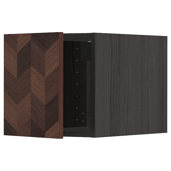 METOD - Top cabinet, black Hasslarp/brown patterned , 40x40 cm - best price from Maltashopper.com 79466717
