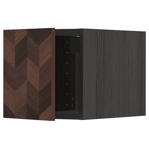 METOD - Top cabinet, black Hasslarp/brown patterned , 40x40 cm