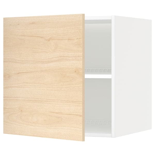 METOD - Top cabinet for fridge/freezer, white/Askersund light ash effect, 60x60 cm - best price from Maltashopper.com 89458444