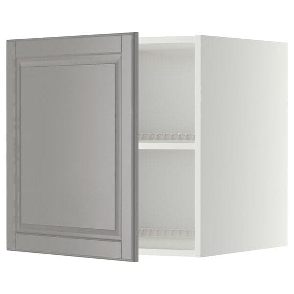 METOD - Top cabinet for fridge/freezer, white/Bodbyn grey, 60x60 cm - best price from Maltashopper.com 99459198