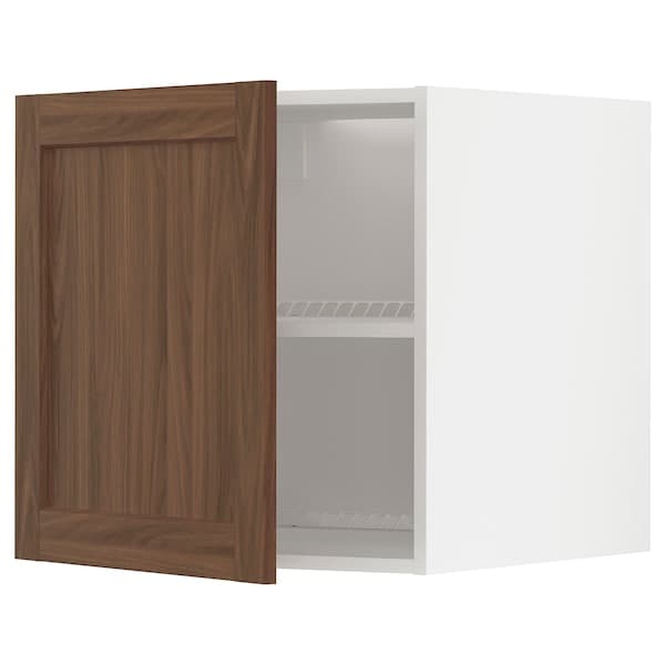 Ikea METOD - Top cabinet for fridge/freezer, white Enköping/brown walnut effect, 60x60 cm
