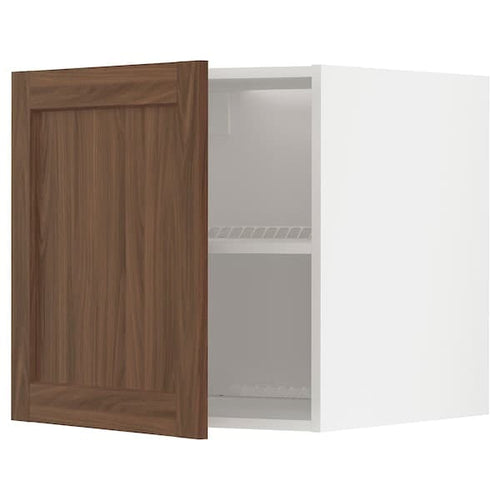 METOD - Top cabinet for fridge/freezer, white Enköping/brown walnut effect, 60x60 cm